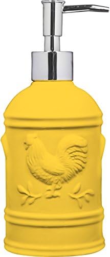UC Kitchen 15Oz Versatile Yellow Rooster Embossed Soap &amp; Lotion Dispenser. Stylish Design Perfect for your Kitchen or Bathroom