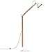 Tomons Wood Floor Lamp, Adjustable Head Reading Light, Nature Rubber Wood, 8W Warm White LED Light, 40W E26 Incandescent Lamp, 57.8