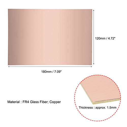 uxcell 5pcs 180x120mm Double-Sided Copper Clad Laminate PCB Circuit Board FR4 1.5mm Thickness DIY Prototyping PCB Board