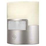 GE Silver LED Night Light, 1 Piece, Motion Sensor, 40 Lumens, Plug-in, Soft White, UL-Listed, Ideal for Bedroom, Nursery, Bathroom, 29844