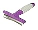 POODLIE Poodle Pet Dog Grooming Rake| Dematting Tool with Stainless Steel Shedding Comb for Pets | 2 Rows of Pins Gently Remove Loose or Tangled Hair from Undercoat | Purple Handle