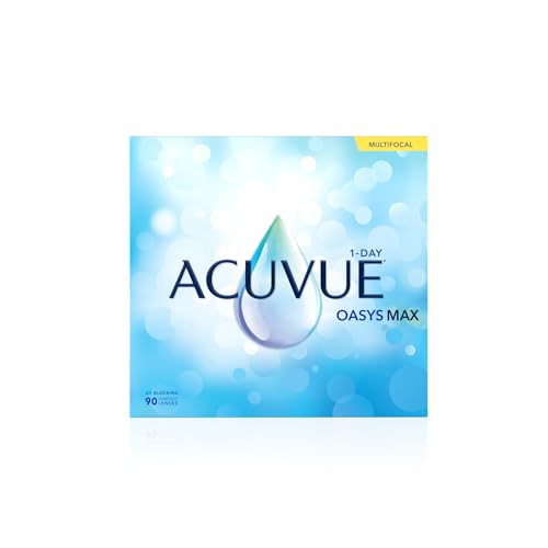 ACUVUE OASYS MAX 1-Day MULTIFOCAL Tageskontaktlinsen – 90 Gleitsichtlinsen für den Nah-, Zwischen- und Fernbereich – Tageskontaktlinsen mit +6.00 dpt und BC 8.4 – UV Schutz & angenehmes Tragegefühl