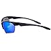 Shieldo Polarized Sports Sunglasses For Men And Women Running Cycling Fishing, Mirrored Integrated Polarized Lens Unbreakable Frame SQS005 (Black-Blue)