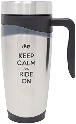 Suck Up Gifts Keep Calm and Ride On Motorcycle Stainless Steel 16 Oz Travel Tumbler Mug (Gray)