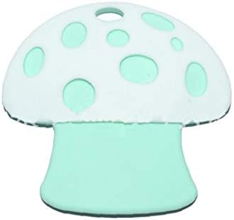 Babies Soft Teether Toys Mushroom Shape Silicone Teether for Infant Toddler Teething Toy Molar Stick for Kids Chewable - Green