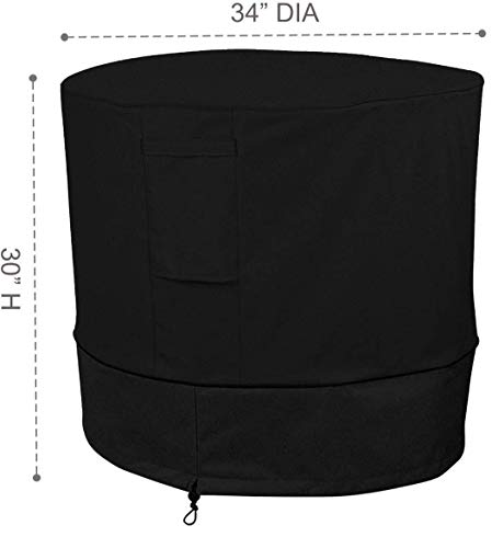 AILELAN Air Conditioner Cover Heavy Duty Large Universal Veranda Winter AC Unit Cover for Standard American Furniture Central Outdoor Vent Full Cover (Round) 34 x 30 inches, Black