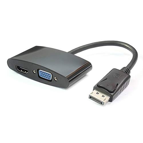 PremiumCord Adapter DisplayPort to HDMI + VGA, Video 4K @ 30Hz UHD 2160p (via HDMI), Full HD 1080p 60 Hz, Length: 20 cm, Black