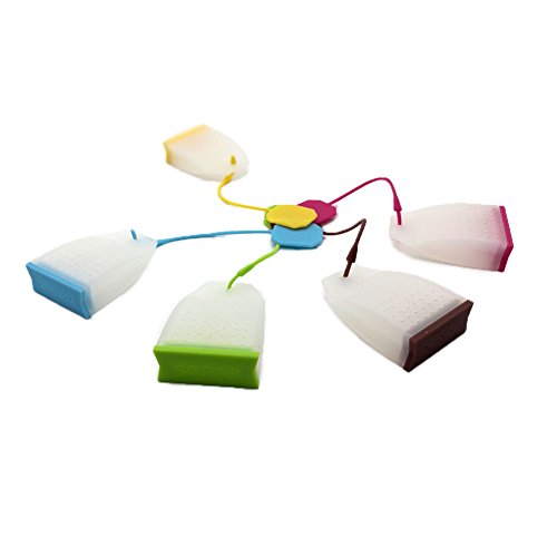 FEIDA, Tee-Ei aus Silikon, für lose Teeblätter, Teebeutelform, als Gewürzsieb nutzbar, zufällige Farbe, 2 Stück – Bild 3