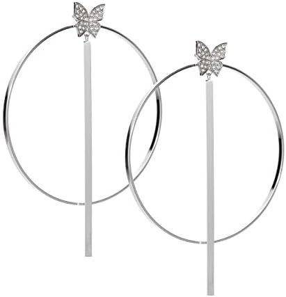 BX Glow by Evelyn Lozada Women's Transforming Duo 3" White Gold Plated Hoop Earrings
