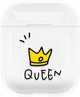 MOTJERNA Airpods Cute Cartoon Case Transparent PC Material Fun Protective Case for AirPods1 2 for Girls Teens (Queen)