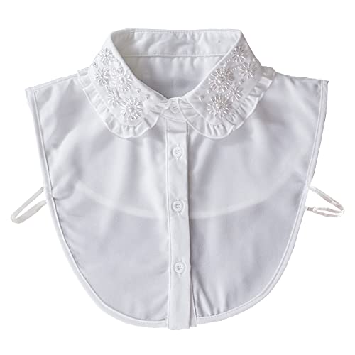 Joyci Stylish Pearl Peter Pan Fake Collar Detachable Shirt Dickey False Collar (B White)