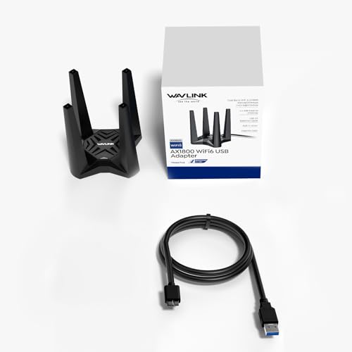 AX1800 USB WiFi Adapter for Desktop PC, WAVLINK USB WiFi Dongle, Dual Band 5Ghz(1201Mbps) + 2.4Ghz(574Mbps), MU-MIMO, Beamforming, WPA3 Encryption, Built-in Driver, Support Win 11/10