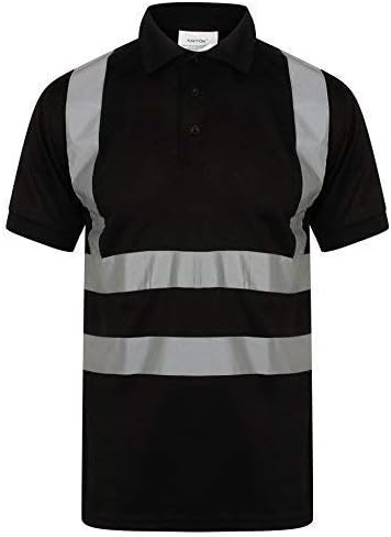 HuntaDeal Hi Viz VIS High Visibility Polo Shirt Reflective Tape Safety Security Work Button T-Shirt Breathable Lightweight Workwear Top Big Size Small to 7XL| EN ISO 20471
