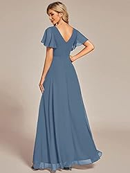 Ever-Pretty Women's Double V Neck A Line Ruffle Hem