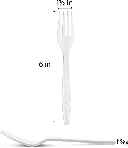 Plastimade Extra Heavyweight White Disposable Plastic Forks. 500 Pack