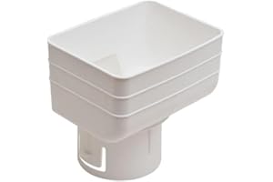 K-TEC GUTTER SUPPLY 3"x4"x3" Downspout Drainage Adapter for 3 inch x 4 inch downspout to 3" Round Drain Pipe - Universal Design to Fit All Types of 3" Round Drain Pipe Tile (3x4x3) White