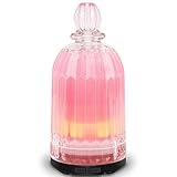 COSVII Glass Oil Diffuser Ultrasonic Aromatherapy diffuser for Essential Oils with 7-color LED Lights, Automatic Shut-off Function (Black New)