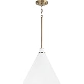 Capital Lighting 350112AW Bradley Modern Metal Cone Pendant Ceiling Light Fixture, 1-Light 100 Watt, 14" H x 15" W, Aged Bras