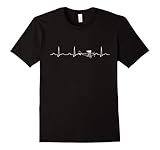 Mens Airplane Pilot Heartbeat Shirt, Funny Cute Flying Gift Large Black