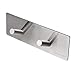 HOMEIDEAS Self Adhesive Hook Key Rack SUS304 Stainless Steel Double-Hook Rail Garage Storage Organizer Stick On Sticky Bathroom Kitchen Towel Hanger,Brushed Finish