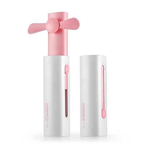 Portable Handheld Personal Fan Rechargeable Battery Operated Fan Quiet Foldable with 2200mAh Power Bank & Led Flashlight, 15-25H Long Working Time for Hot Summer Travel Shopping Outdoor Sports (Pink)