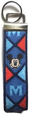 Tickled Pink Boutique Mickey Mouse Argyle Wristlet Keychain Fob Red Blue