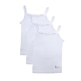Feathers Girls Solid White Tagless Cami Super Soft Undershirts (3/pack)