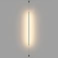 PIPI HARE Modern Linear Pendant Light LED Black Hanging Lamp Minimalist Chandelier Ceiling Lighting Long Strip Corner Suspension Lamps Living Room Bedroom Decor 12W Chandeliers