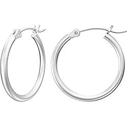 Gacimy 14K White Gold Plated Hoops with 925