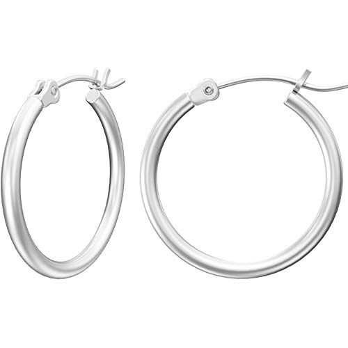 Gacimy 14K White Gold Plated Hoops with 925