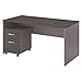 Bush Furniture Commerce 60W Office Desk with Mobile File Cabinet in Cocoa and Pewter