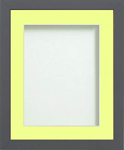 Frame Company Allington Grey Photo Frame with Lemon Bon Bon Mount, 12x12 for 8x8 inch, fitted with perspex