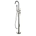 JiaYouJia High-Arc Spout Freestanding Bathtub Faucet with Handheld Shower in Brushed Nickel Modern Floor-Mount Tub Filler Faucet for Bathroom