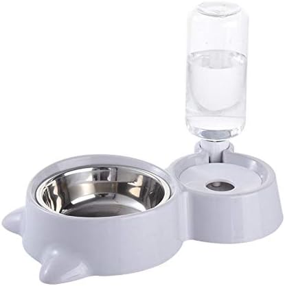 Pet Automatic Waterer Feeder 2 in 1 PP Stainless Steel Feeder Drinker Cat Ears Shaped Bowl