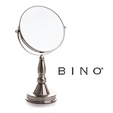 BINO 'The Scholar' 7.5-Inch Double-Sided Mirror with 5x Magnification, Satin Nickel