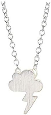 Thunderstorm necklace, Cloud and Lightning bolt pendant, stormy weather pendant necklace