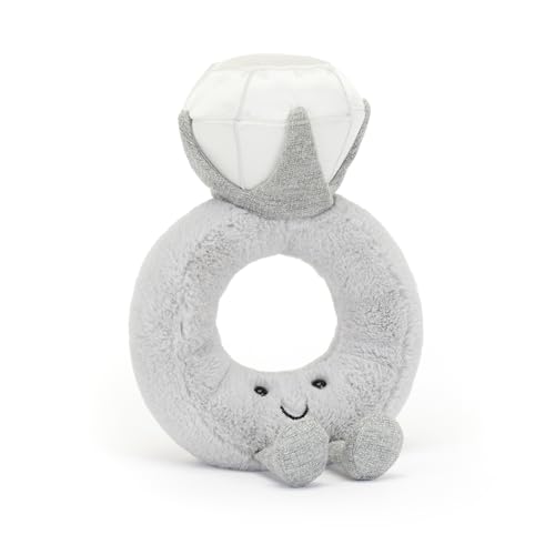 Jellycat Amuseables Diamond Ring Stuffed Toy, 8 inches - Wedding Ring Plush - Engagement and Wedding Gift