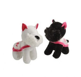 Scotty Scottish Terrier Puppy Dog Black and White With Pink Cape Plush Stuffed Animals (2)