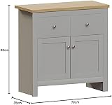 Vida Designs Arlington Sideboard Grey Oak 2 Drawer 2 Door Buffet Table view 3