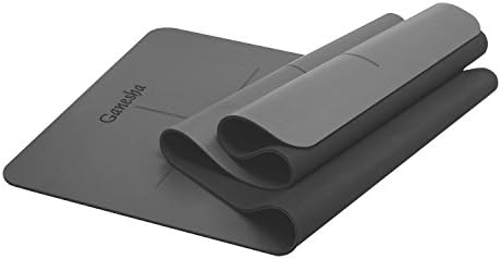 Eco-friendly Yoga Mat, Ganesha Recyclable Non-Slip and Durable Yoga Mat 6mm(1/4") Thick 72.8"x26.8" High Density Padding with Black Carrying Bag - Gray