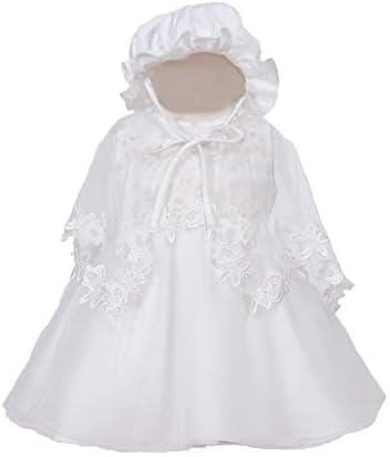 Cinda Clothing Baby Girls' Christening Gown with Bonnet and Cape