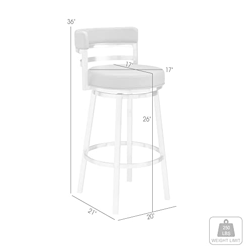 Armen Living Madrid 26" Counter Height Swivel Gray Faux Leather And