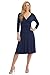 Rekucci Women's Slimming 3/4 Sleeve Fit-and-Flare Crossover Tummy Control Dress (14,Navy)