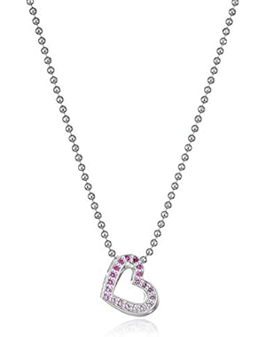 Little Elements Sterling Silver Heart with Swarovski Genuine Pink Sapphires Pendant Necklaces