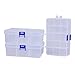 Pack of 4 Plastic Storage Box with Adjustable Dividers for Beads, Jewelry,Tools and Fishing Lures(2pc Organizer Box with 15 Grids & 2pcs Box with 6 Grids)