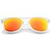 Matte Frosted Frame Reflective Colored Mirror Lens Horn Rimmed Sunglasses 54mm (Frost/Orange Mirror)