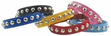 Auburn Leathercrafters Silver Studded Dog Collars-Red-5/8" x 10"