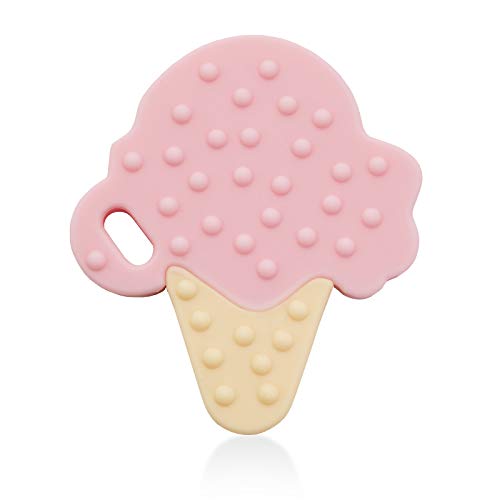 Ali+Oli Baby Teether Pink Ice Cream | BPA & Phthalates Free | Freezer Friendly & Mom Approved | Perfect Infant Teething Toy to use with a Pacifier Clip | Baby Chew Toys for Teething Pain Relief