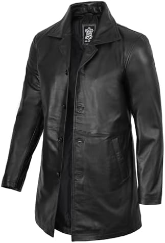 Denny&Dora Mens Shearling Coat B7 Shearling Leather Coat Long