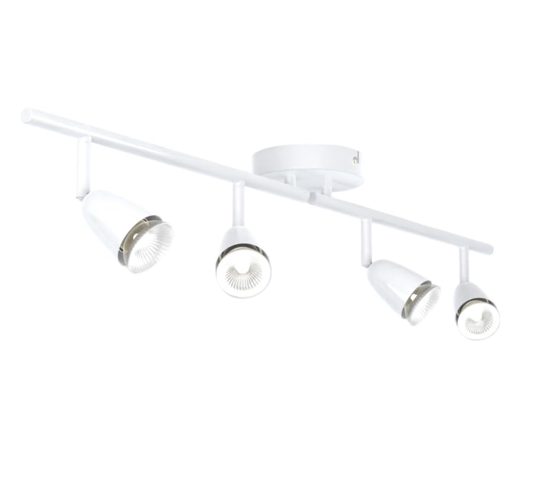 National Lighting Led Celing Lights Rotatable, 4 Way Ceiling Spolights, Gloss White Finish, for Living Room, Kitchen, Bedroom, GU10 Led Compatible